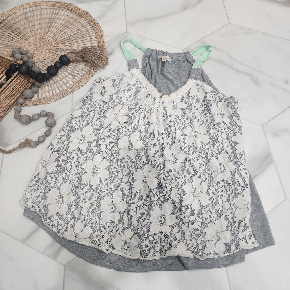 [Rewind] Juniors size med,  cutest ever lacey/ bohovibes Henley tank top.